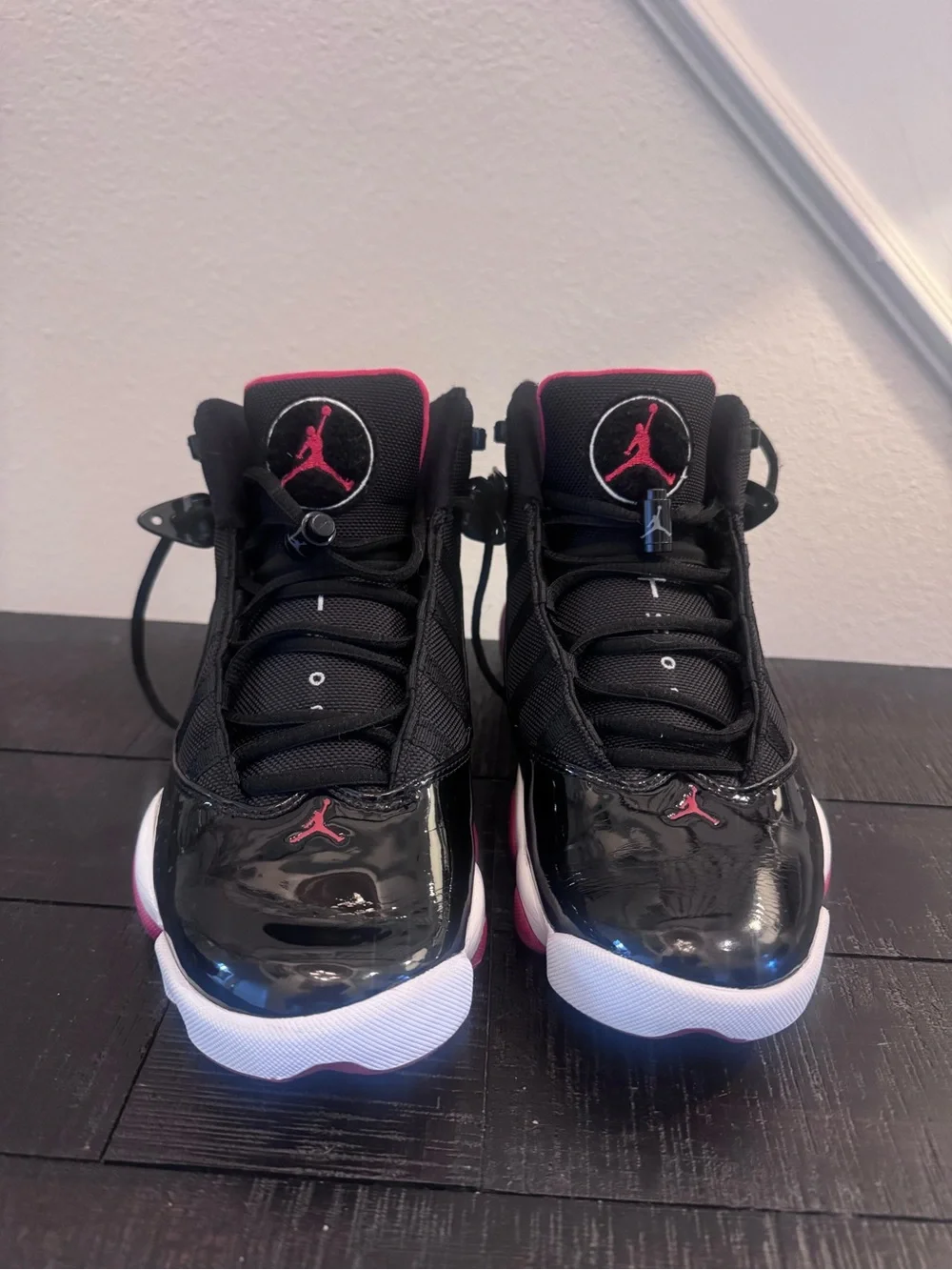 Jordan Men Black and Red High-Top Sneakers